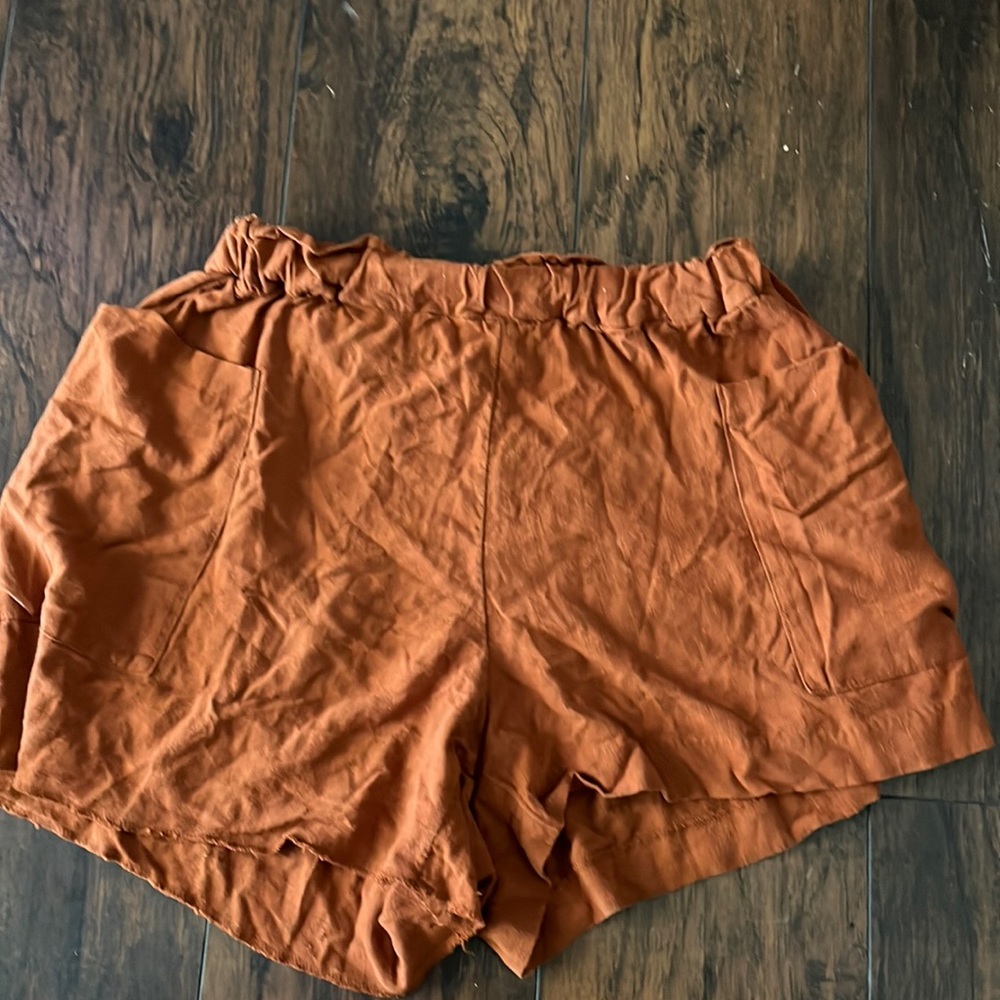 H&M Burnt Orange Shorts With Deep Pockets & Elastic Waistbands Size Medium